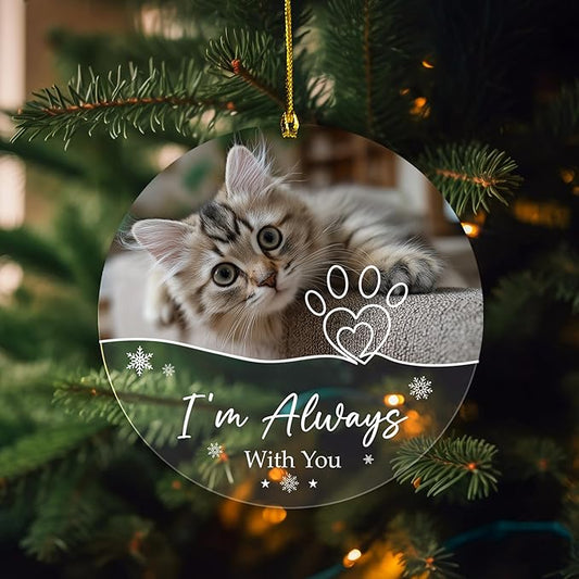 Pavo Personalized Pet Photo Ornaments, Pet Sympathy Remembrance Gifts for Loss of Dogs Cats Pets, Loss of Dog Sympathy Gift, Pet Memorial Ornaments for Christmas Tree, Christmas Ornament 2025