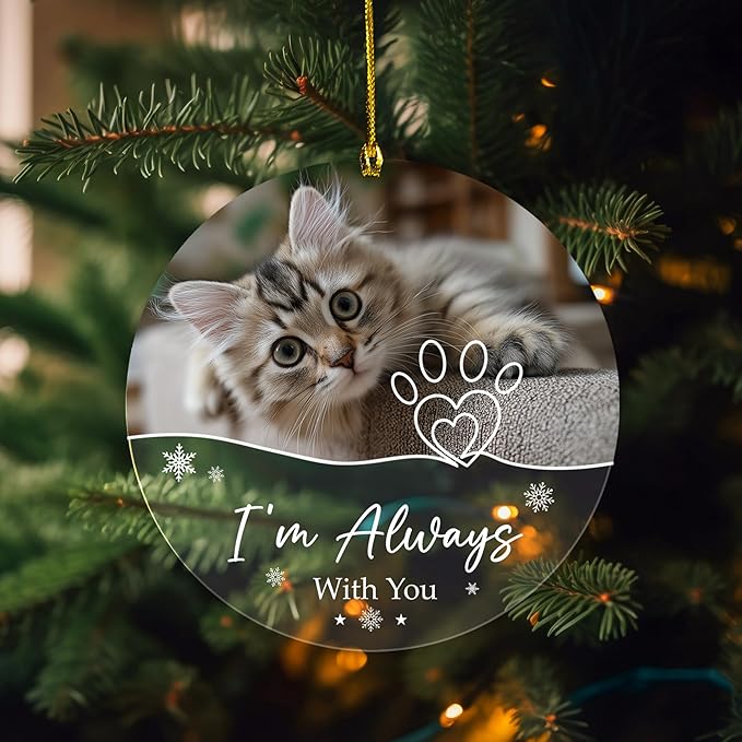 Pavo Personalized Pet Photo Ornaments, Pet Sympathy Remembrance Gifts for Loss of Dogs Cats Pets, Loss of Dog Sympathy Gift, Pet Memorial Ornaments for Christmas Tree, Christmas Ornament 2025