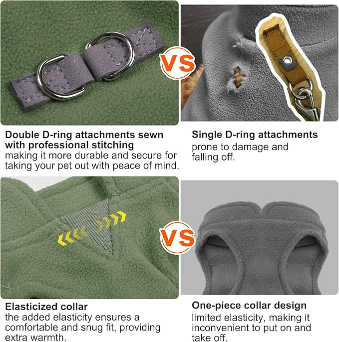 BEAUTYZOO Dog Fleece Vest Sweater Winter Jacket for Small and Medium Dogs with D-Ring Leash Cold Weather Coat Hoodie for XS S M Dogs Boy or Girls, Large