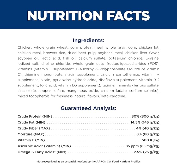 Hill's Science Diet Adult 1-6, Adult 1-6 Premium Nutrition, Dry Cat Food, Chicken Recipe, 4 lb Bag