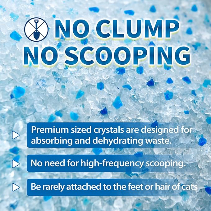Made4Pets Cat Litter Crystals, Non Clumping Cat Litter Odor Control Kitty Litter Non Clumping No scooping Low Dust, Low Tracking, Lightweight, Dehydrates Waste,– 25.8 lbs (6 x 4.3 lb Packs)