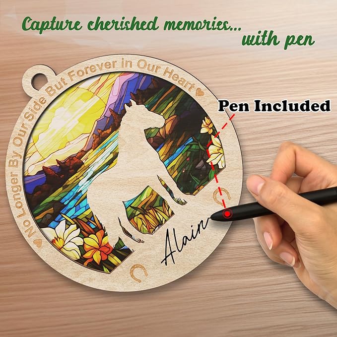 PO236 Horse Memorial Ornaments - Christmas Xmas Tree Ornament Window Hanging Car Sympathy Gift for Loss Bereavement Keepsake Remembrance Gifts for Horse Lovers Holiday Decoration