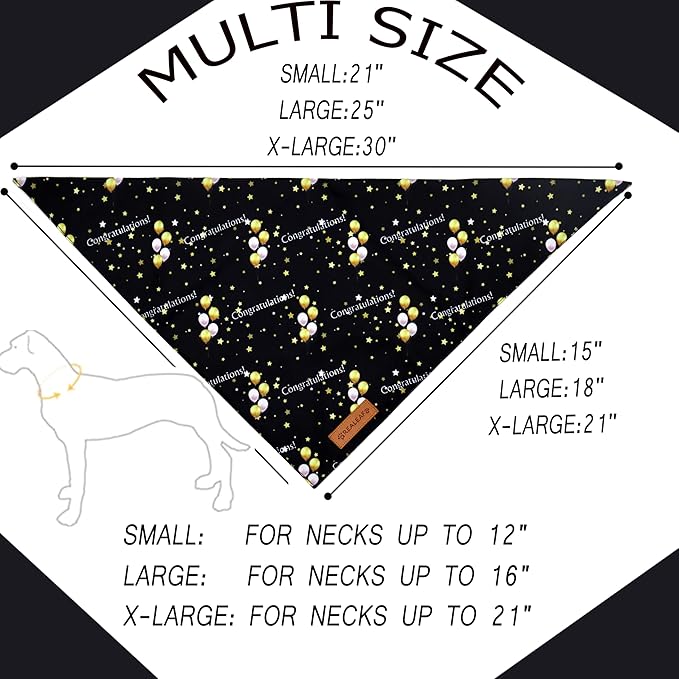 Realeaf Graduation Dog Bandanas 2 Pack, Reversible Pet Scarf for Boy and Girl, Premium Durable Fabric, Holiday Bandana for Small Medium Large and XLarge Dogs (Graduation, X-Large)