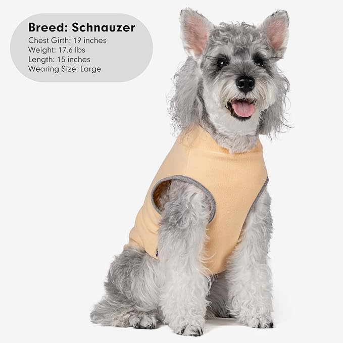 cyeollo Fleece Dog Sweater Vest, Reflective Dog Sweatshirt Pullover Pet Jacket for Small Medium Large Dogs Clothes Boy Girl Pets, Brown & Khaki L