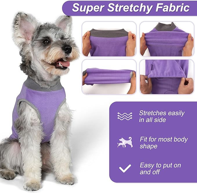 cyeollo 2 Pack Fleece Dog Sweater Pullover Dog Sweatshirt Reflective Lightweight Clothes for Small Dogs Girl Pet Apparel Purple, Grey, XL