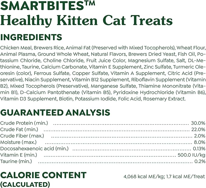 Greenies Feline Smartbites Healthy Kitten Treats, Chicken Flavor, 2.1 oz Pack