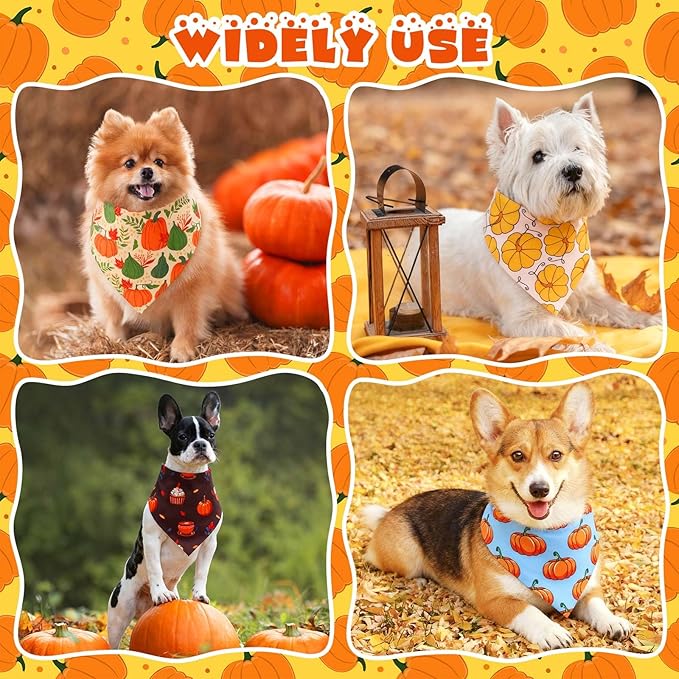 Aliceset 180 Pcs Fall Dog Bandanas Bulk Thanksgiving Bandana for Dog Adjustable Washable Pet Triangle Scarf Cute Kerchief Scarves for Pet Autumn Party Costume Accessories Decorations