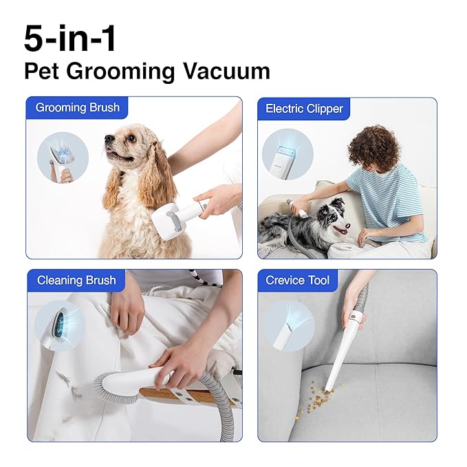 Neakasa P0 Pro Dog Grooming Vacuum for Shedding, 6.6lbs Lightweight Portable Grooming Kit, Low Noise Dog Clippers, Pet Hair Remover for Cats