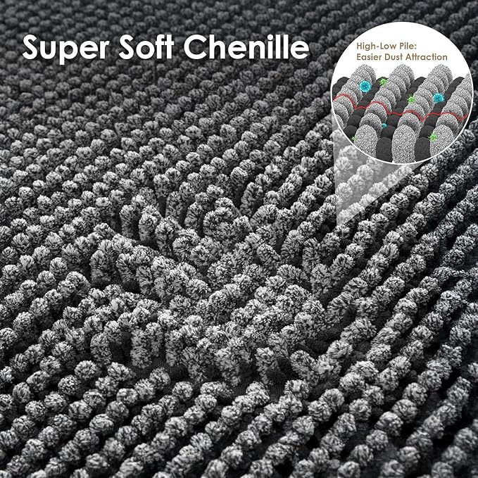 EHEYCIGA Super Absorbent Dog Door Mat for Muddy Paws 48x30 Inch Indoor, Front Doormat Outside Entrance, Quick Dry Chenille Washable Dog Crate Bed, Non-Slip Pet Rug Mud Mat Outdoor Entryway, Grey