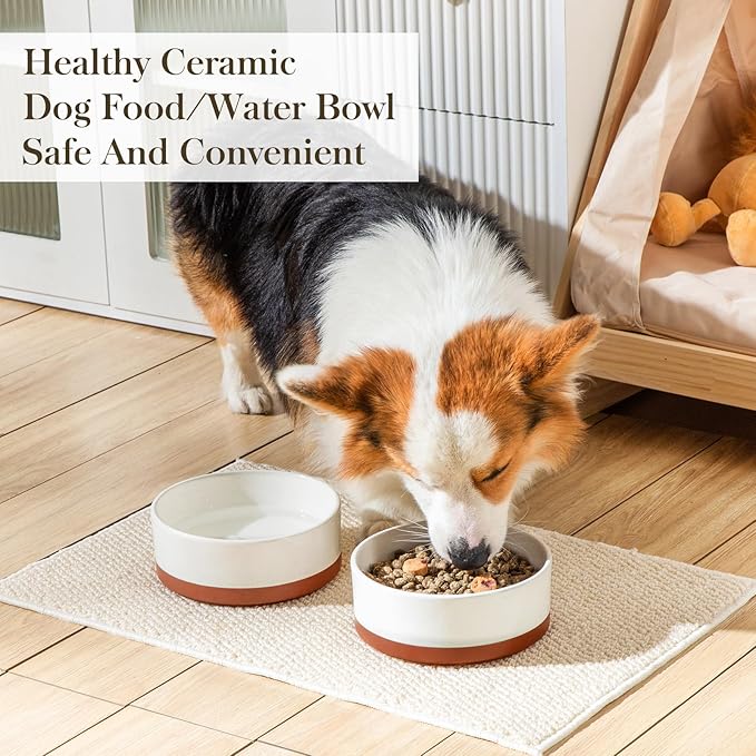 MALACASA Dog Bowls, Ceramic Dog Food and Water Bowls for Medium Size Dogs, 3.5 Cups Capacity Pet Bowl for Medium Dogs (M-3.5 Cups)