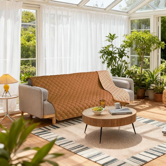 gogobunny 100% Double-Sided Waterproof Dog Bed Cover Pet Blanket Sofa Couch Furniture Protector for Puppy Large Dog Cat, Reversible (68x82 Inch (Pack of 1), Dark Pumpkin/Light Pumpkin)