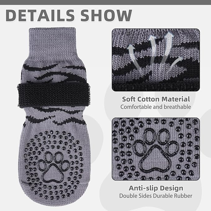 KOOLTAIL Dog Socks for Hot/Cold Pavement to Prevent Licking Paws,Dog Boots&Paw Protector for Hardwood Floors Anti Slip,Traction Control No Twist Grip Booties for Small Medium Large Senior Dogs S