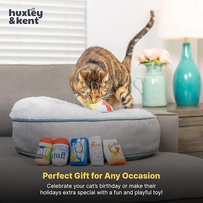 Huxley & Kent Plush Cat Toy - Interactive Catnip Toy for Cats & Kittens - Soft with Crinkle & Catnip - Fun Indoor Play - Snoreo Cookies