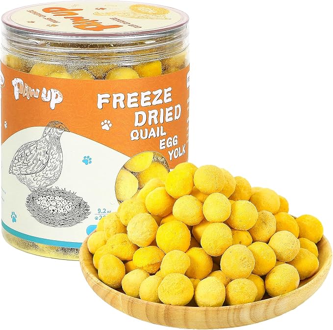 PAWUP Freeze Dried Cat & Dog Treats, Natural Quail Egg Yolk, Single Ingredient, High-Protein Pet Snacks for Skin & Coat Health, No Artificial Additives, 9.2 oz