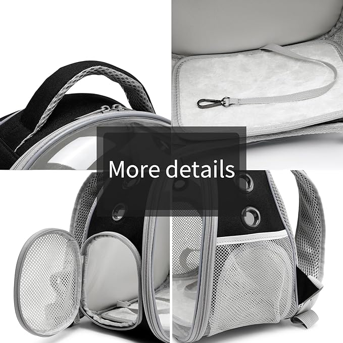 Portable Travel pet Backpack Carrier Hamster Bag Guinea Pig Bird Small Dog cat Turtle Carrier Rabbit Cage Squirrel Bearded Dragon Breathable Hangbag (Accessories+Black)