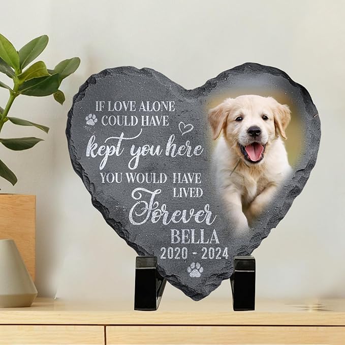 Personalized Memorial Gifts for Pet Loss, Custom Photo Pet Memorial Stone, Gifts for Cat & Dog Lovers
