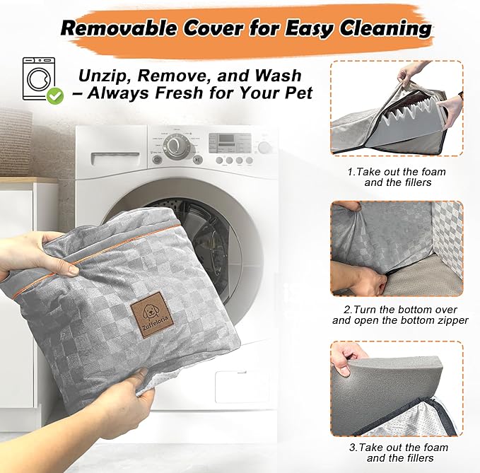 Large Dog Car Seat for Back Seat – Removable Dog Booster Seat & Washable Pet Car Seat for Medium & 2 Small Dogs up to 60lbs – Safety Straps & Storage Pocket – Travel & Home Use (Gray)