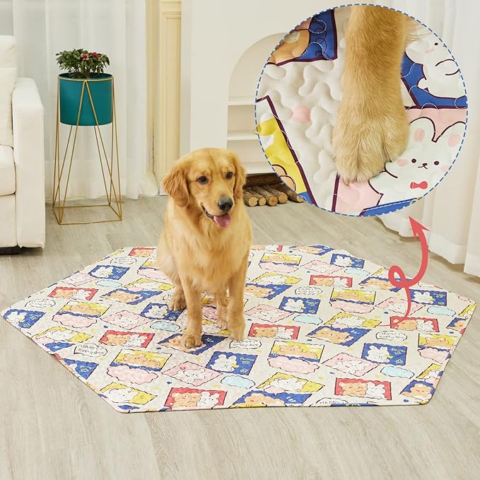 PJYuCien Washable Dog Playpen Mat, Hexagonal 36" Wide, Leak-Proof Reusable Puppy Pee Pads, Non-Slip Pee Mat for Whelping Pads, Potty Training, Puppy Playpen (Note: Mat Only, Playpen Not Included)