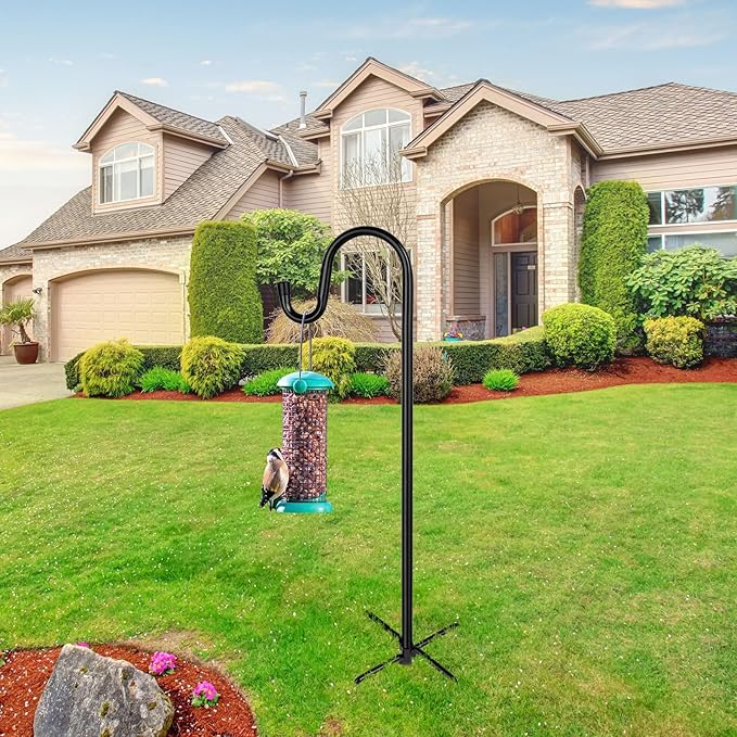 Shepherd Hooks for Outdoor, 2 Pack 78 Inch Bird Feeder Pole with 5 Prongs Base for Hanging Lantern, Hummingbird Feeder, Lightweight Plant, Shepherds Hook for Bird Feeders for Outside