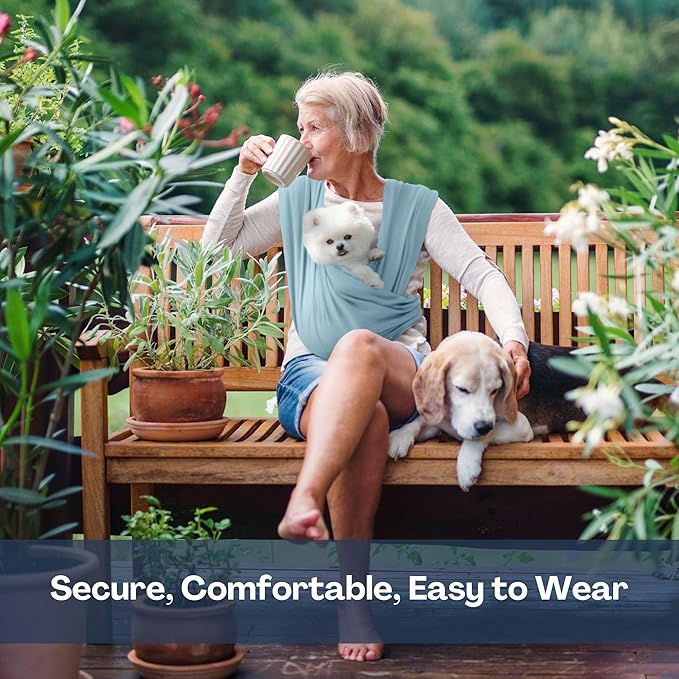 Dog Carriers for Small Dogs, Front Facing Dog Sling Carrier, Hands Free Cat Carrier, Size Adjustable, Reducing Back Pain, Premium Cotton, Safe and Soft Dog Carrier (Regular, Baby Blue)