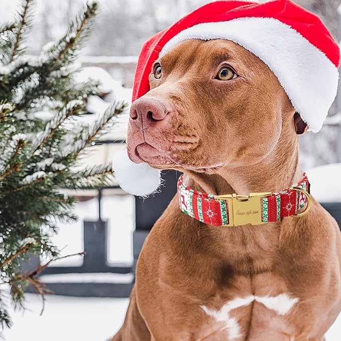 Unique style paws Christmas Dog Collar Metal Buckle Christmas Tree Puppy Collar Gift Durable Cute Collar for Small Medium Large Boys Girls Dogs
