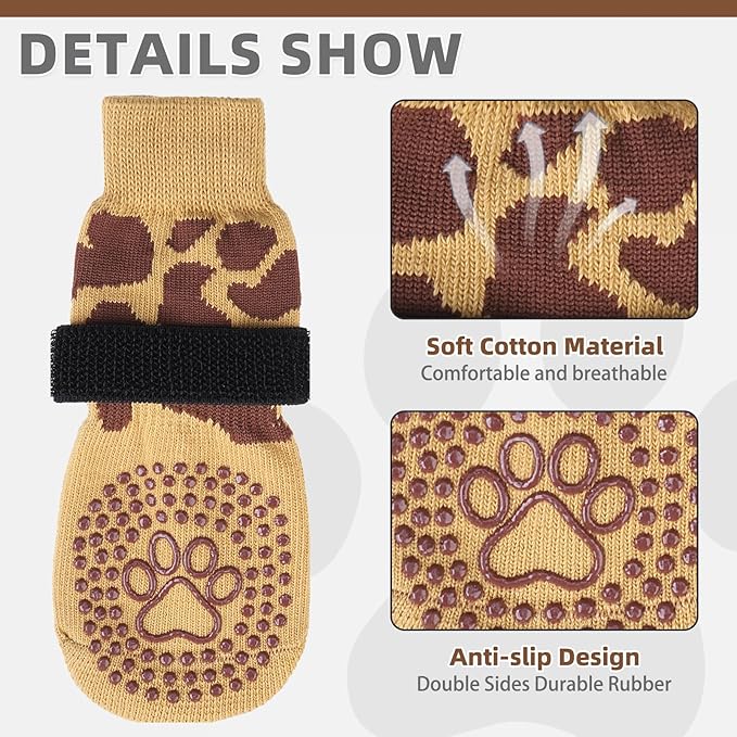 KOOLTAIL Dog Socks for Hot/Cold Pavement to Prevent Licking Paws,Dog Boots&Paw Protector for Hardwood Floors Anti Slip,Traction Control No Twist Grip Booties for Small Medium Large Senior Dogs SM