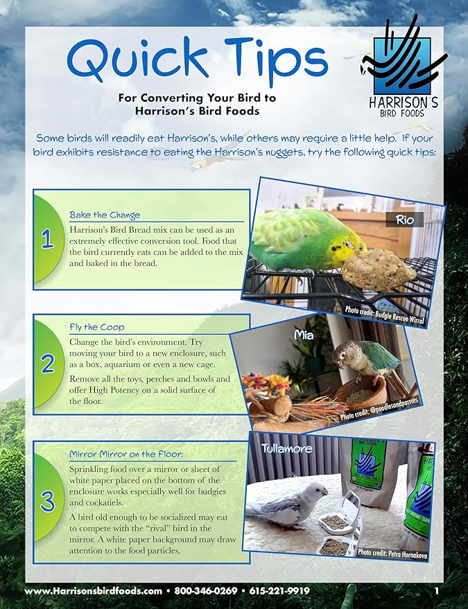 Harrison's Bird Foods High Potency Maximum Nutritional Formula for Small to Medium Birds, Certified Organic Non-GMO Pet Bird Food, Vet-Developed, Suitable for All Life Stages, 454 g/ 1 lb