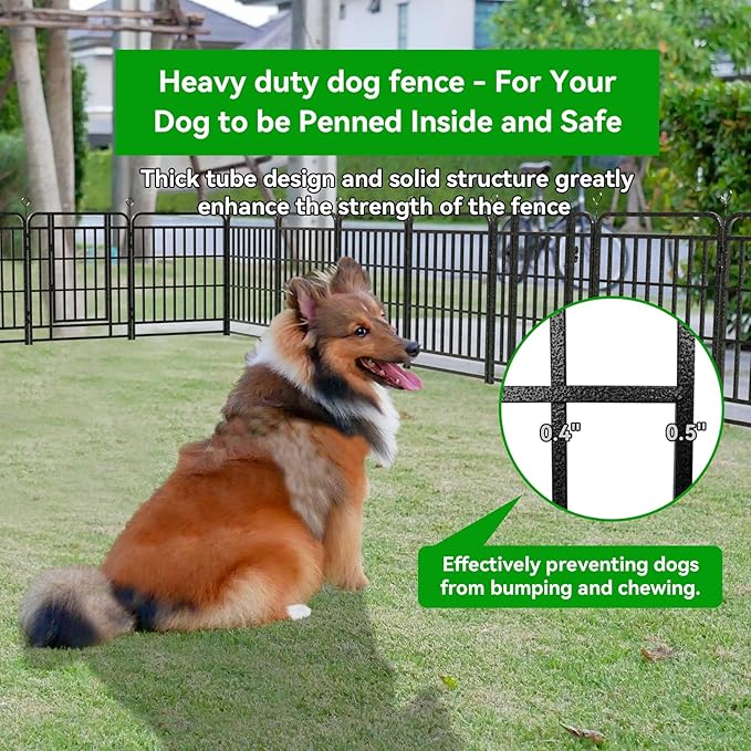 Dog Playpen Outdoor 16 Piece Panels Heavy Duty Dog Fence 32" Height with Thick Pipe Anti-Rust with Doors Portable for RV Camping Yard, Total 36FT, 103 Sq.ft, Snowy Black