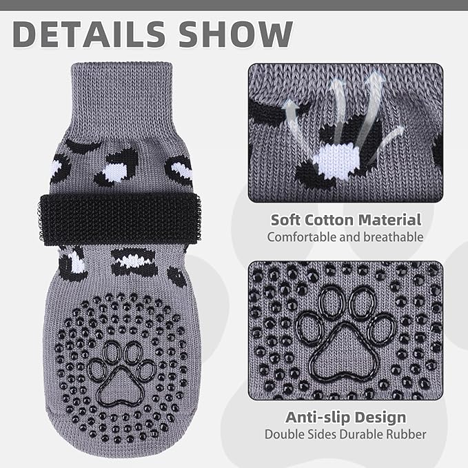 KOOLTAIL Dog Socks for Hot/Cold Pavement to Prevent Licking Paws,Dog Boots&Paw Protector for Hardwood Floors Anti Slip,Traction Control No Twist Grip Booties for Small Medium Large Senior Dogs XL