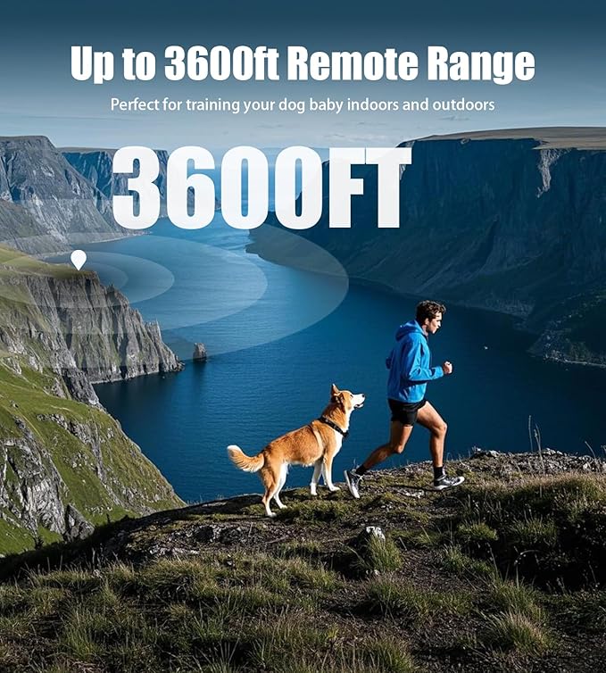 Shock Collar for Dogs with Remote 3600Ft - Training Collar for Barking Control, 4 Modes(Beep/Vibe/Static), IPX7 Waterproof for Swimming, 30-Day Rechargeable Battery, Adjustable for Small to XL Dogs