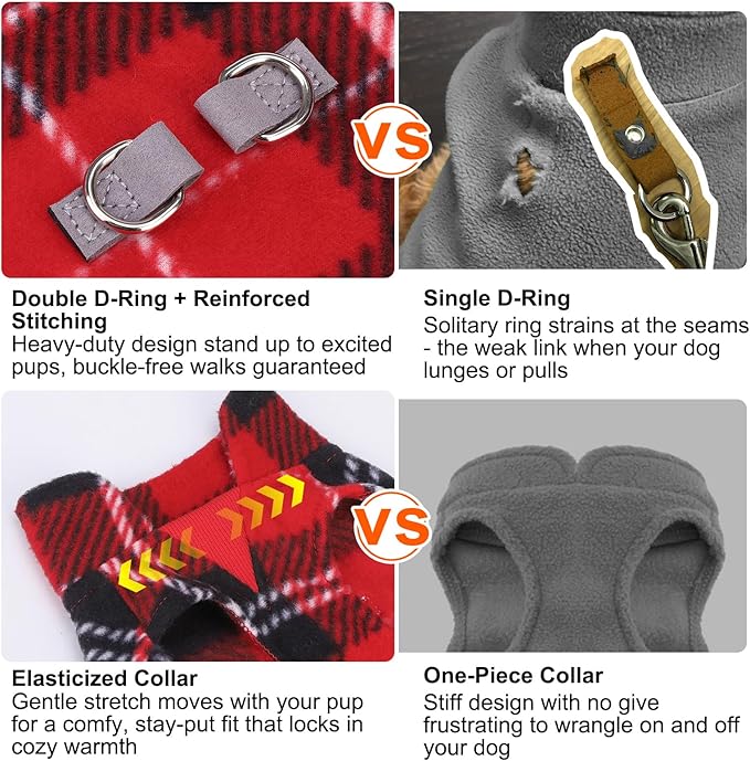 BEAUTYZOO Dog Fleece Vest Sweater Winter Jacket for Small and Medium Dogs with D-Ring Leash Cold Weather Coat Hoodie for XS S M Dogs Boy or Girls, Red Buffalo M