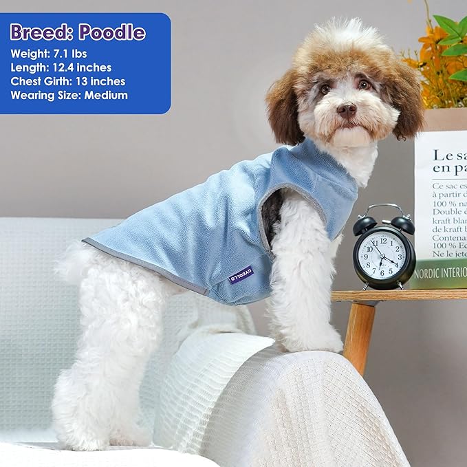 cyeollo 2 Pack Fleece Dog Sweater Pullover Dog Sweatshirt Reflective Lightweight Sweaters Warm Clothes for Medium Dogs Boy Girl Pet Apparel Blue, Mist Blue, XXL