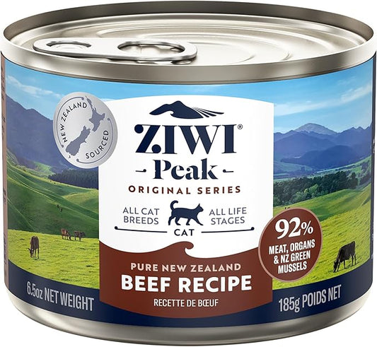 ZIWI Peak Canned Wet Cat Food – All Natural, High Protein, Grain Free, Limited Ingredient, with Superfoods (Beef), 6.5 Ounce (Pack of 12)