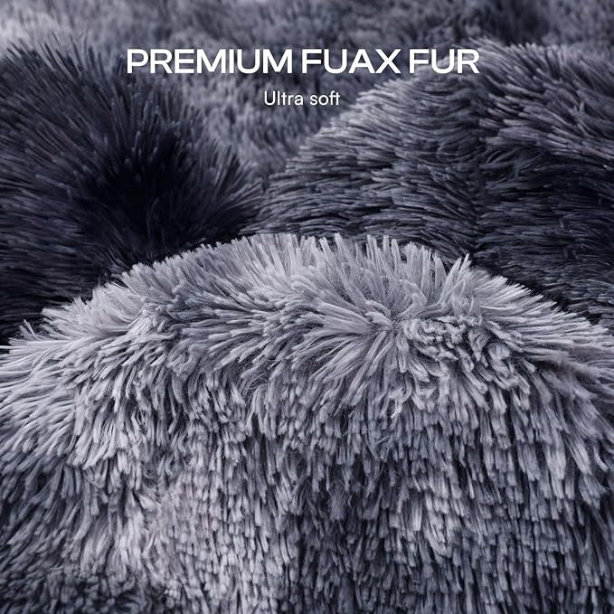 Luciphia Large Waterproof Dog Blanket for Pet Washable Liquid Proof Bed Intimacy Protection Shaggy Plush Calming Long Faux Fur Couch Cover Calming Cat Throw Blankets, Tie-dye Grey, 60" x 80"