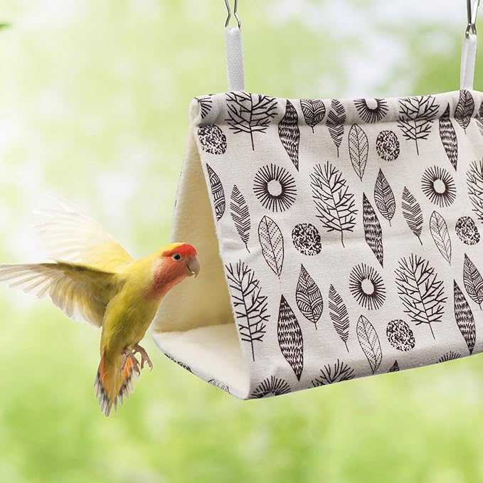 2 Pack Hanging Winter Warm Bird Nest House, Comfortable Bird Bed for Cage, Hanging Hammock for Budgies, Cockatiels, Lovebirds, Conures, Quakers, Small to Medium Birds