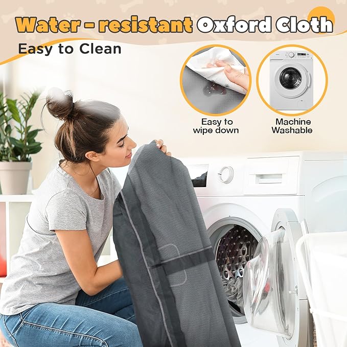 71x59x26 Inches Puppy Playpen with Gate, Dog Playpen for Puppies or Small Dogs, Sturdy Safety Dog Fence Pet Playpen with Thickened Fabric, High-Strength Nylon Wire Mesh for Indoor & Outdoor,Washable