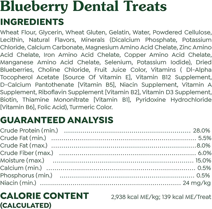 Greenies Large Dental Dog Treats, Blueberry Flavor, 12 oz. Pack (8 Treats)
