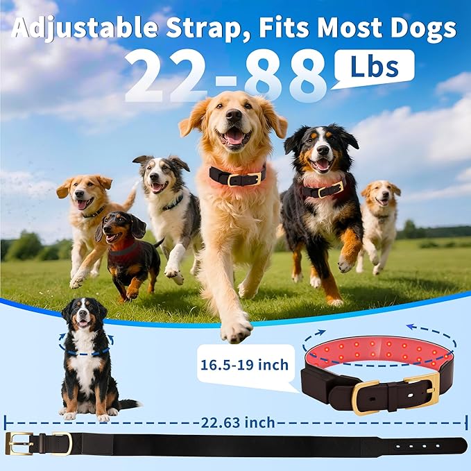 Red Light Therapy Collar for Dog, 660nm & 810nm & 980nm Infrared Red Light Vet Therapy Device for Pet, Cold Laser Therapy Device for Dog Tissue Repair, Pain Relief Arthritis, Promote Blood Circulation