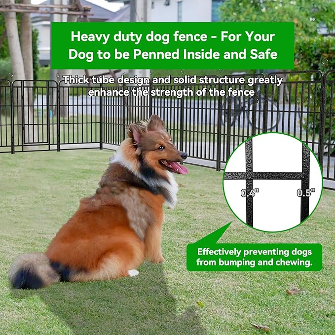 Dog Playpen Outdoor 24 Piece Panels Heavy Duty Dog Fence 40" Height with Thick Pipe Anti-Rust with Doors Portable for RV Camping Yard, Total 54FT, 227 Sq.ft, Snowy Black