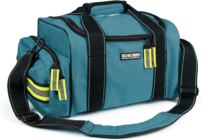 Scherber Fully-Stocked First Responder Bag | Professional EMT/EMS Trauma & Bleeding Medical Kit | HSA/FSA Approved | CAT Tourniquet, HyFin Chest Seal, Israeli Bandage & 250+ First Aid Supplies (Blue)