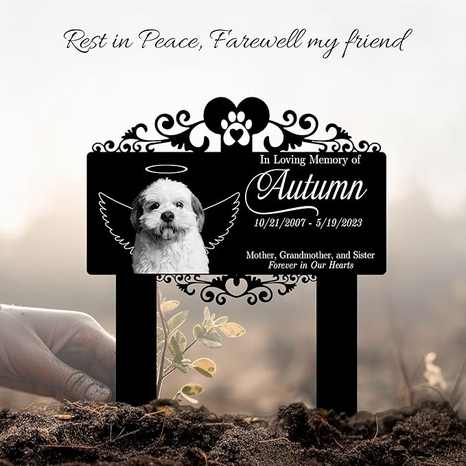 Custom Pet Grave Markers Dog | Heaven Custom Pet Headstones for Dogs | Best Memorial Gifts to Tribute Your Four-Legged Companions | Personalized Grave Marker for Angel Furry Friends