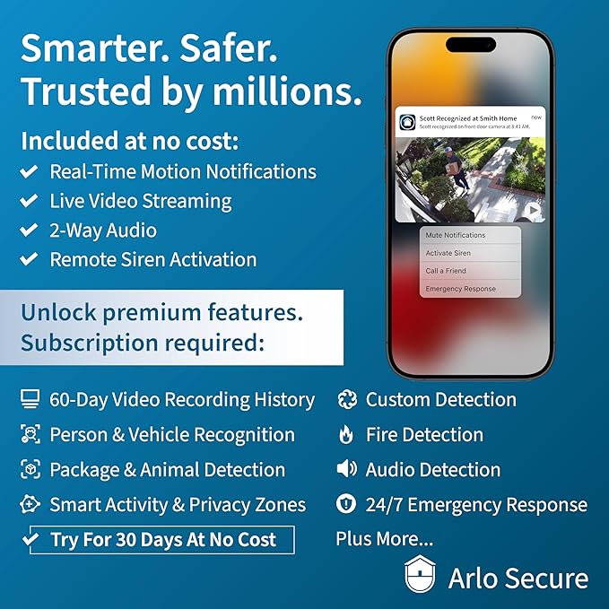 Arlo Pro 5S Spotlight Security Camera 2K HDR | Outdoor | Wireless | Dual-Band Wi-Fi Connects to Strongest Network|12X Zoom, 2-Way Audio, Color Night Vision,Live Stream(Black, 3 Cameras)