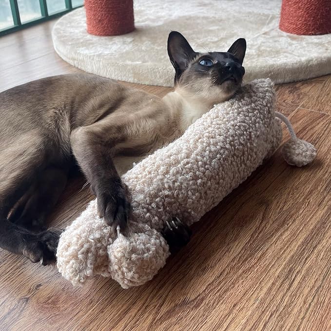 TTcat Catnip Silvervine Matatabi Pillow for Cats & Kittens,Cat Kicker Toy,Large Size Cat Pillow Soothing Plush Cat Toy(Beige).