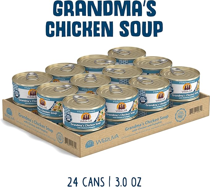 Weruva Classic Cat Food, Grandma’s Chicken Soup with Chicken Breast & Pumpkin in Gravy, 3oz Can (Pack of 24)