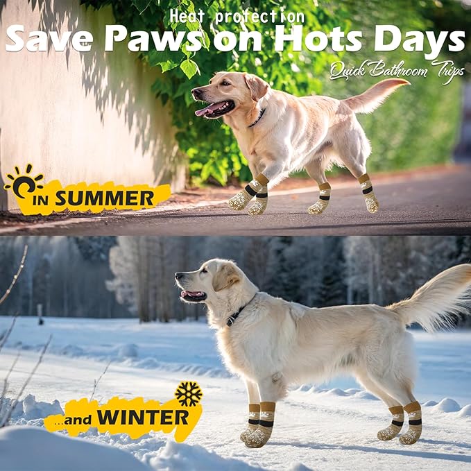 EXPAWLORER Anti Slip Dog Socks to Prevent Licking Paws, Dog Shoes for Hot Pavement, Dog Booties for Small Medium Large Senior Dogs, Traction Control Dog Boots & Paw Protectors for Hardwood Floors