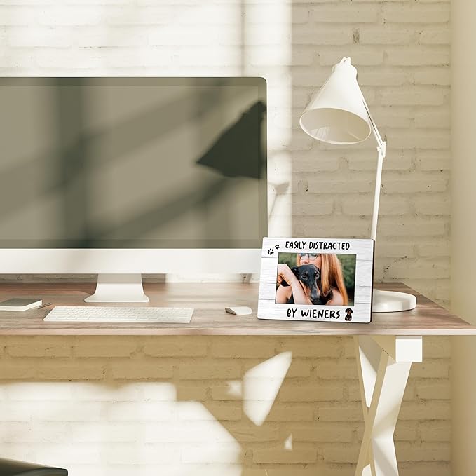 Dachshund Wiener Dog 4x6 Picture Frame, Wiener Dog Gifts, Dachshund Gifts for Women Men Dachshund Lovers Photo Frame, Easily Distracted by Wieners Picture Photo Frames for Desk Decor