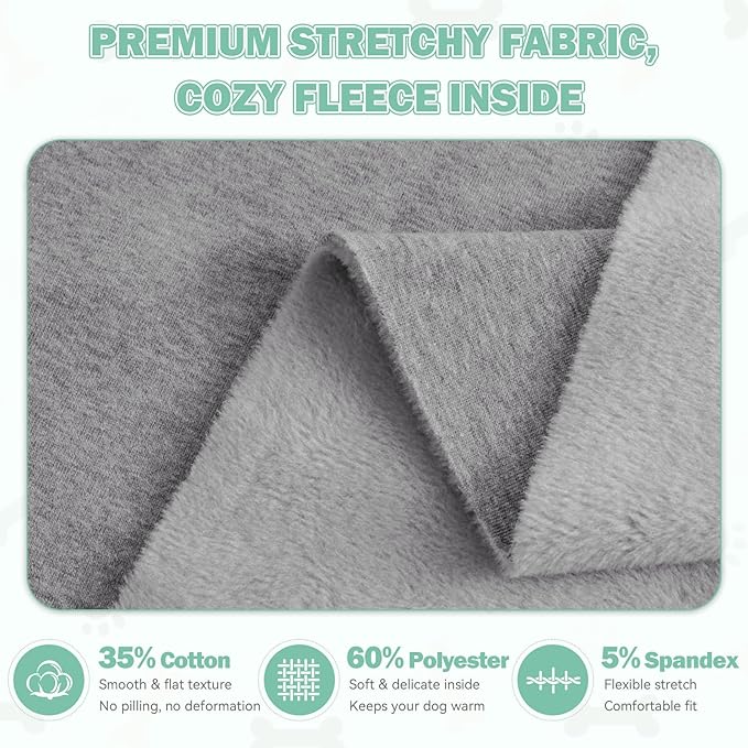 Dog Sweaters,Dog Hoodie,Cozy Fleece Interior Sweatshirt with Hood & Pocket,Leash Hole,Pet Clothes Sweater for Small,Medium,and Large Dogs,Grey&L