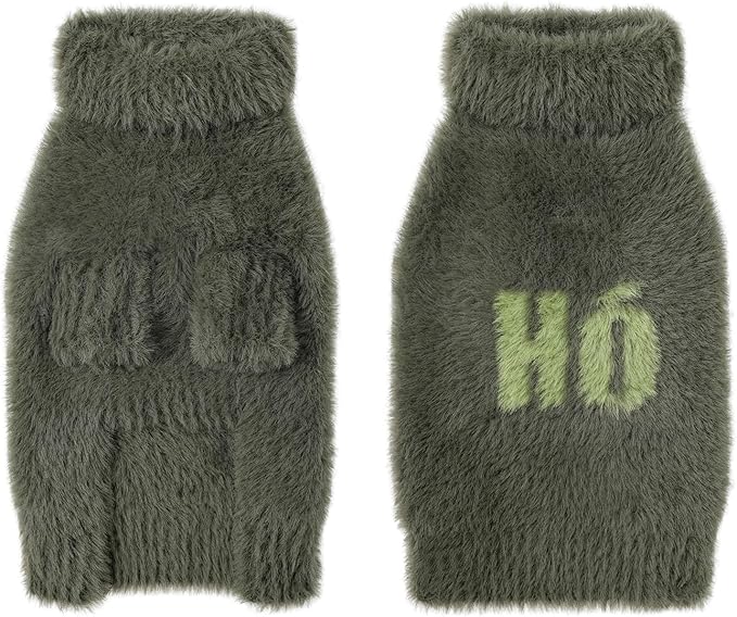 Small Dog Furry Pullover Sweater, Classic Turtleneck Dog Clothes for Cold Weather Cute Warm Pet Clothes for Chihuahua, Bulldog, Dachshund, Pug Green Large