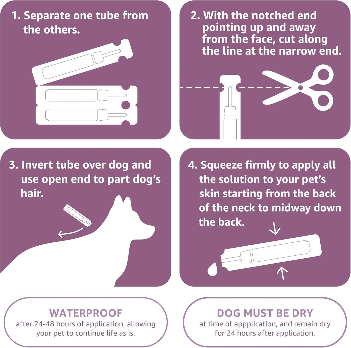 Amazon Basics Flea and Tick Topical Treatment for Large Dogs (45-88 lbs), Unscented, 6 Count (Previously Solimo)