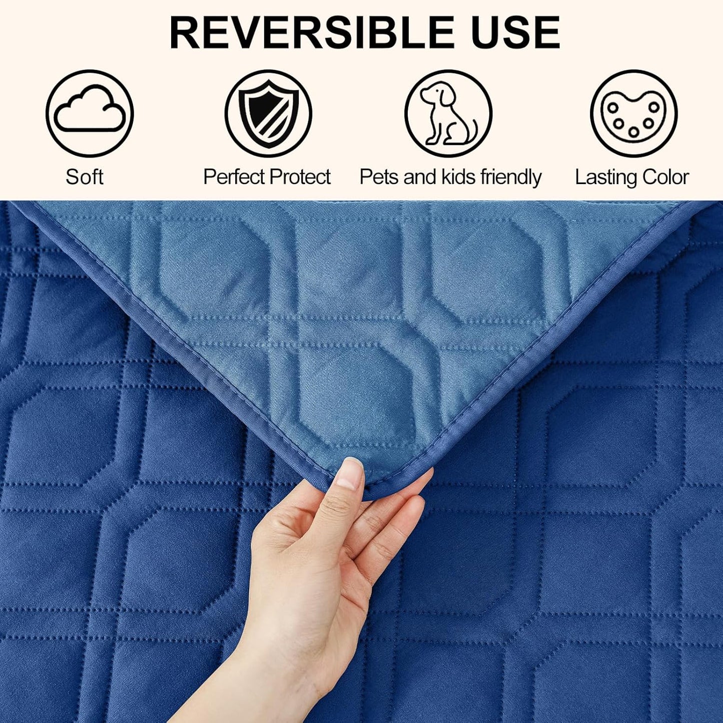 Smiry Waterproof Dog Blanket, 40x50 Inch Soft Pet Bed Cover Reversible, Washable Sofa Couch Furniture Protector for Small Medium Large Dog Puppy Cat, Geometric, Navy/Blue